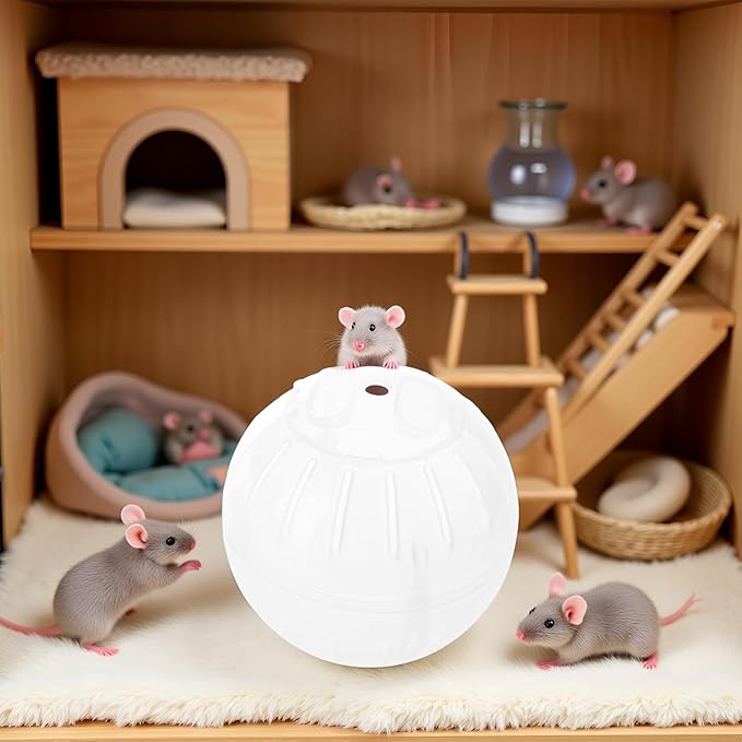 1Pc White-Transparent Plastic Silent Hamster Ball, Exercise Ball for Small Animals, Spinner Hamster Running for Sugar Gliders Small Mice Gerbils Hamsters (Diameter 10 cm