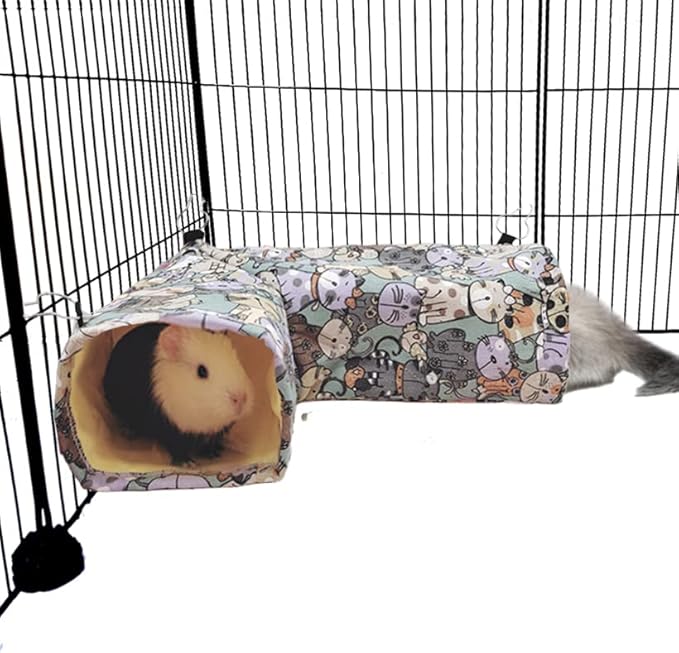 EAEDMY Guinea Pig Rat Ferret Hammock Hideout, Corner Tunnel, 14.2"x 9.8"x 4.3", Suitable for Small Pets, Easy to Clean