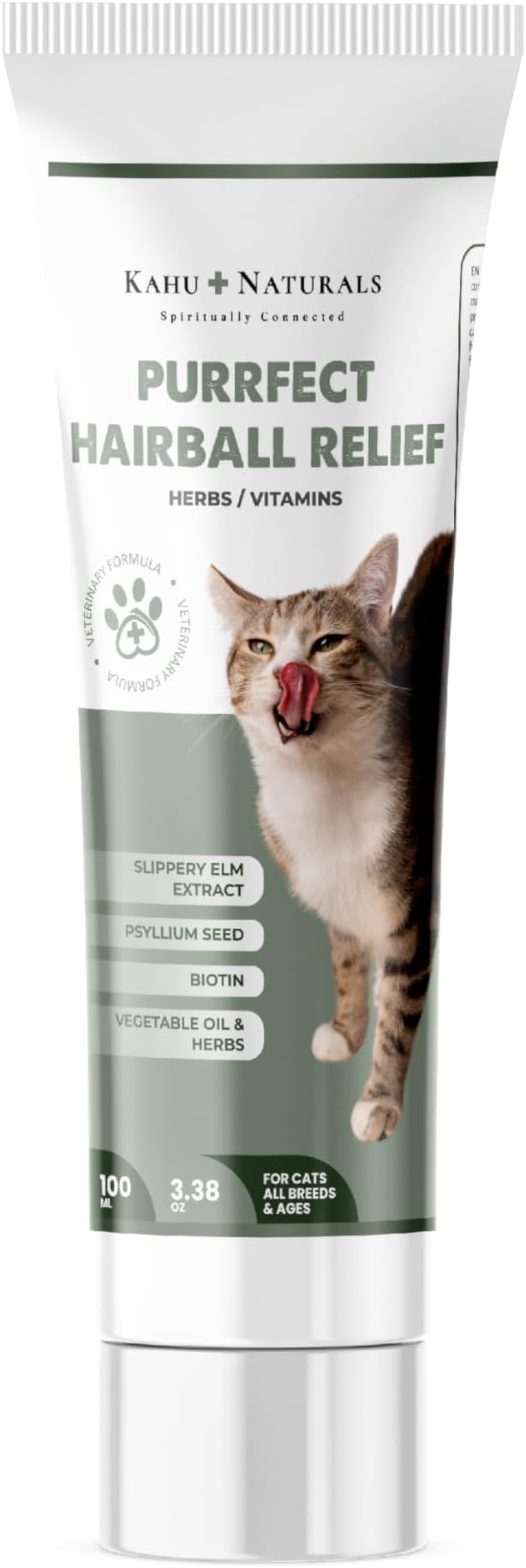 Purrfect Hairball Relief for Cats – Malt Paste with Psyllium, Slippery Elm & Biotin – Hairball Control & Healthy Digestion – 3.38 oz