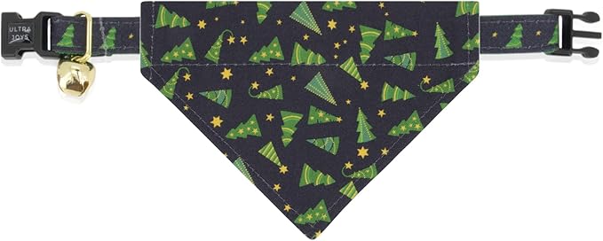 Ultra Joys Cat Collar - Breakaway with Bells for Kittens & Adults, Boy & Girl Cat Collars - Christmas Tree Small