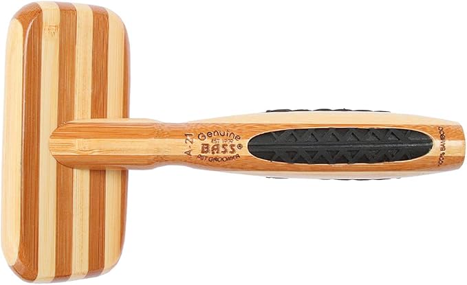 Bass Brushes | De-Matting Pet Brush | Alloy Pin | Pure Bamboo Handle | Slicker Style | Striped Finish | Model A21-SB