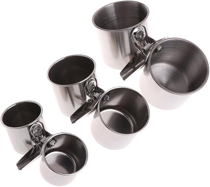 Bird Cage,Birdcage Bird Water Feeder Dishes Food Bowl for Cage Coop Cups Clip on Perches Parrot Stainless Steel Birdcage Bowls with Clamp
