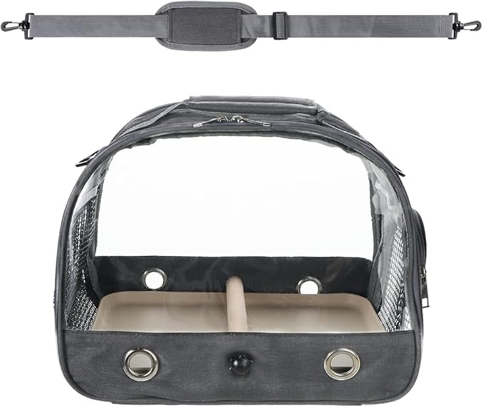 Small Bird Travel Carrier Cage Portable Bird Parrot Parakeet Cockatiel Travel Carrier Bag Lightweight Birds Backpack with Standing Perch and Stainless Tray for Vet Visit Side Access Window