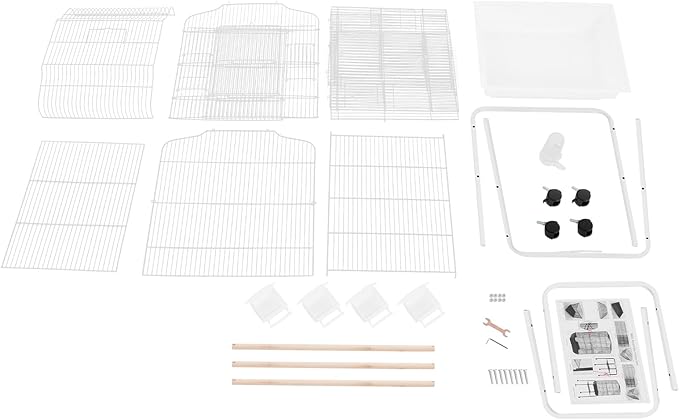 54in Metal Bird Cage Large Parakeet Cages for Parrot, Cockatiel, Lovebird, Pigeon Pagoda Bird House with Rolling Stand,Feeding Bowls & Waterer (White-54in)