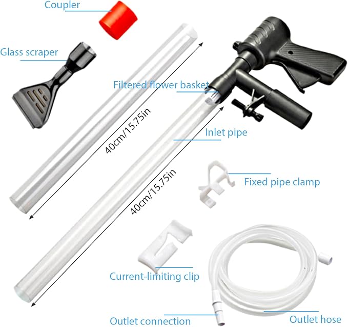 Fish Tank Cleaner Pneumatic Aquarium Cleaner Multi-Purpose Aquarium Siphon Professional Aquarium Vacuum for Gravel Water Exchange Algae Removal, Gravel Cleaners