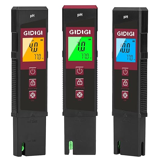 Digital pH Meter High Accuracy UL-Certified Water Tester with 6 Packs Calibration Powders Color LCD Backlit Display with pH Test Strip for Pools Hydroponics Aquariums Hot Tubs Drinking Water