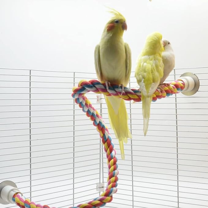 Bird Rope Perches, Colorful Cotton Parrot Toys Comfy Perch for Rope Bungee Bird Toy for Parakeets, Cockatiels, Conures, Lovebirds, Budgie (Small)