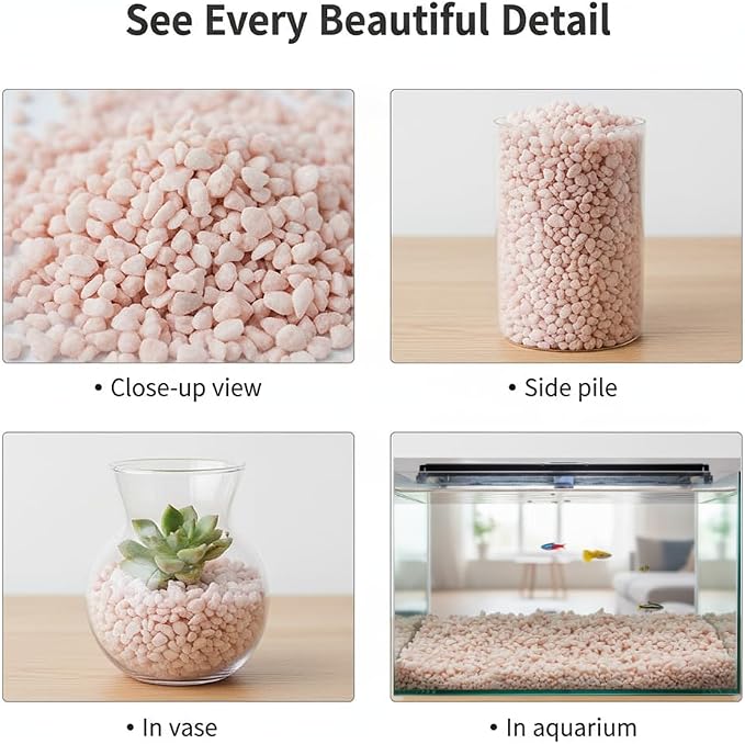 HappyFiller 2-5mm Light Pink Pea Gravel,Fairy Garden Mini Rocks,0.88 LB | Terrarium Decor Pebble Stones,Succulent Caucts Planter Topper Dressing,Indoor Plants Granules,Aquarium Fish Tank