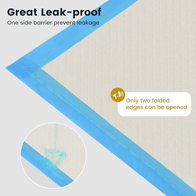 Gardner Pet Ultra Absorbent Thicker Dog Pee Pads Extra Large XL 28"x34" Leak-Proof Odor-Control Blue Puppy Training Pads Full Edge-Wrapping Pad for Dogs, Puppies, Doggie, Cats, Rabbits - 50 Ct