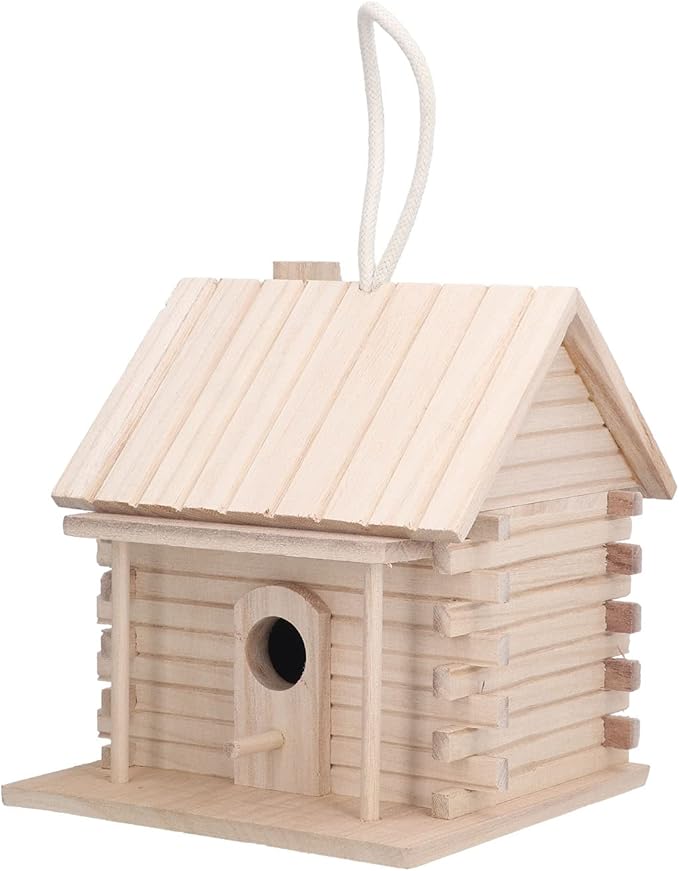 Wooden Birdhouse, Unpainted Bird Nest DIY Kit Paint Hanging Mini Bird Houses for Outside DIY Crafts Indoor Outdoor Nesting Box Garden Decoration