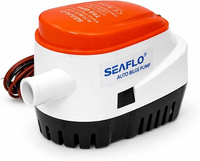 SEAFLO 06 Series Automatic Submersible Bilge Pump - 750GPH, 12V, 3/4" Outlet, 4-Year Warranty! - All-in-One Pump and Float Switch, Snap-Off Strainer, Compact Marine Boat Yacht Bilge Pump CE & Rohs
