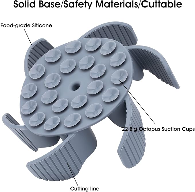 Keegud Slow Feeder Dog Bowls Insert [Octopus Suction Cups] Super Firm Slow Eating Dog Bowl [Cuttable] for Large Breed and Medium Size Dog Compatible with Regular and Elevated Dog Bowls (Flower)