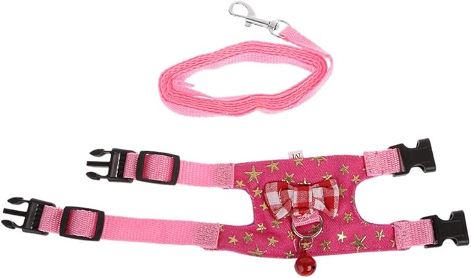 Bow Small Pet Leash Harness Vest Adjustable Comfortable Walking Training for Chinchilla Hamster
