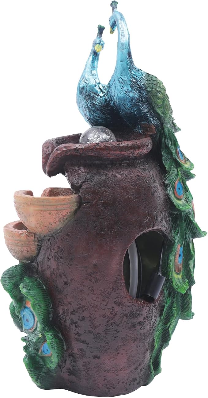 Indoor Fountain Rockery Tabletop Fountain with an Atomizer Elaxation Water Feature Meditation Desktop Fountains for Home Office Decor or Giving 11.02' x 8.27'' x 20.87'' with Peacock Shape