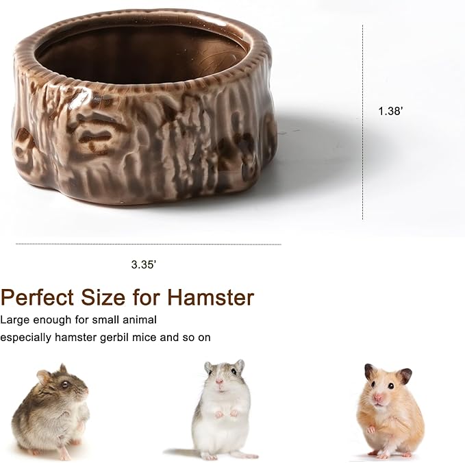 Hamster Food Bowl, 2 Packs Ceramic Tree Hamster Bowls Guinea Pig Food Dish Water Bowls for Gerbil Mouse Chinchilla Hedgehog