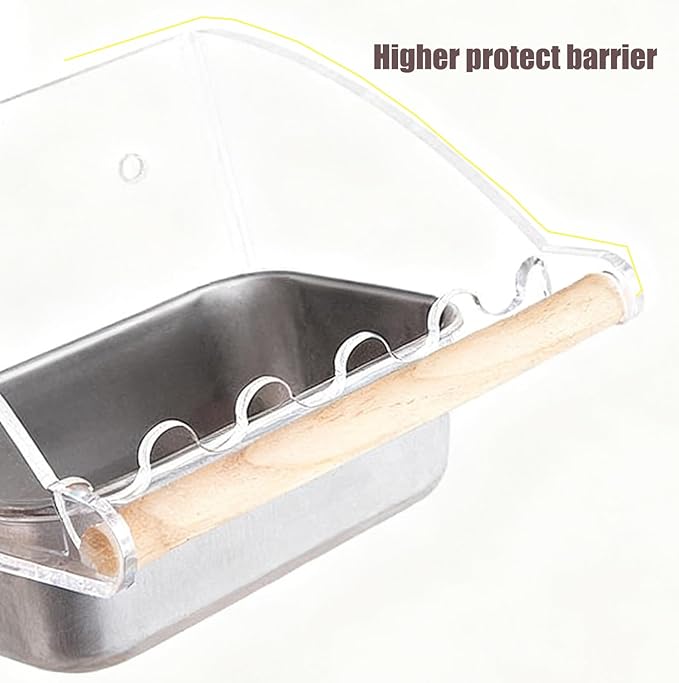 No Mess Bird Cage Feeder with Perch, No Spill Design Hanging Bird Feeders for Small Medium Birds, Easy to Clean Metal Seed Container with Secure Hooks for Indoor Cages Feeding, Two Small Bowls