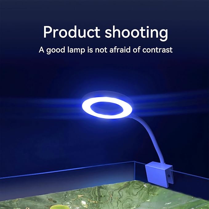5-8 Gallon Fish Tank Clip On Aquarium Light with White Blue Red LEDs Small Aquarium Light, Full Spectrum Fish Tank Light with USB Port and 360 Degrees Flexible Rotate