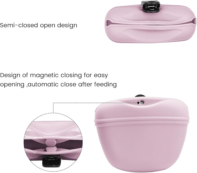AUDWUD Silicone Dog Treat Pouch,With Dog Training Clicker,Clip on Portable Training Container,Convenient Magnetic Buckle Closing and Upgraded Waist Clip for Enhanced Stability