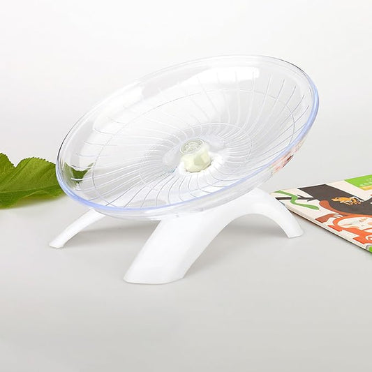 Hamster Flying Saucer Silent Running Wheel, 7 Inch, Suitable for Guinea Pigs, Hamsters, Hedgehogs and Other Small Animals to Ensure Safe Exercise (White)