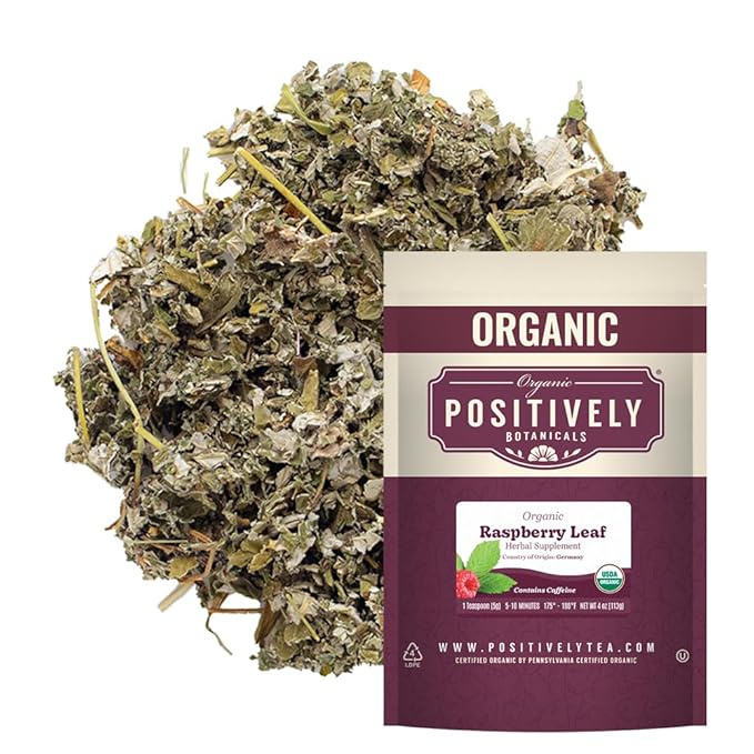 Organic Positively Botanicals Company, Raspberry Leaf, Herbal Tea Loose Leaf Botanical, 4 Ounce