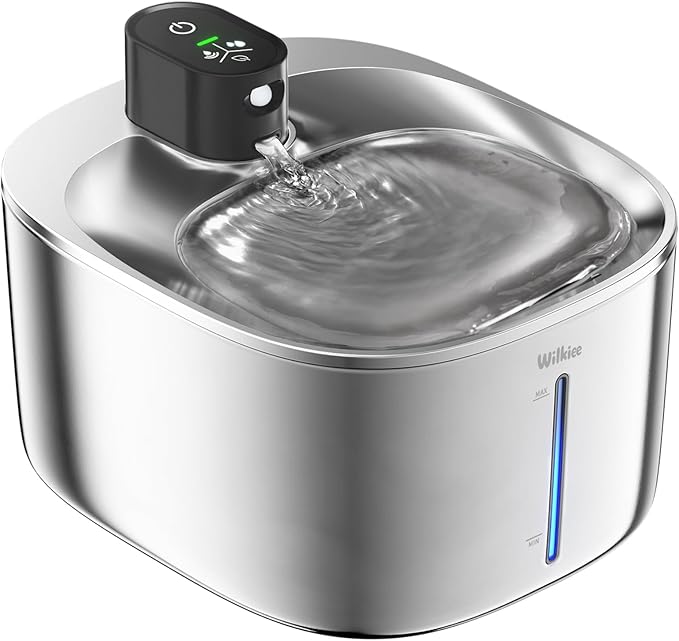 Cat Water Fountain Stainless Steel, 138fl.oz / 4.1L Cat Fountain, Pet Water Dispenser Cordless for Cats & Dogs Indoor