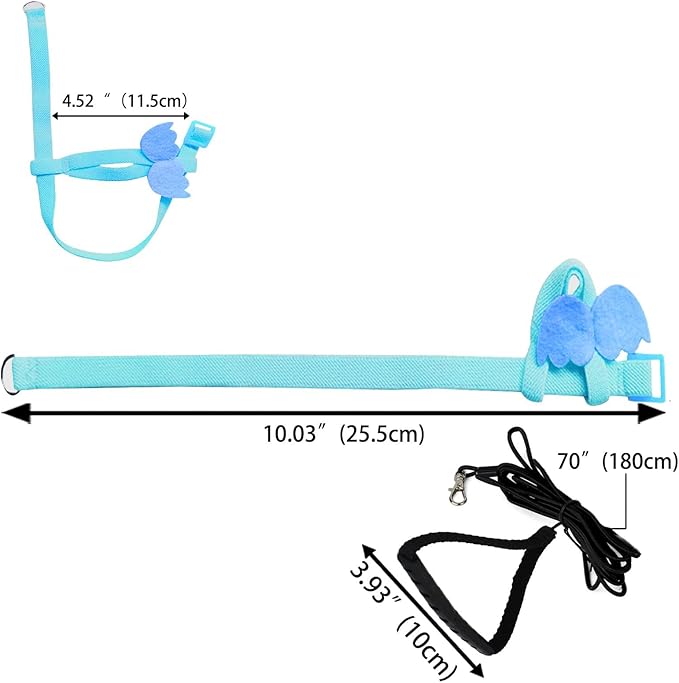 Adjustable Bird Leashes and Harnesses, Bird Nylon Harness with Cute Wing for Parrots, Pet Bird Accessories, Bird Leash for Hang Out, Suitable for Cockatiel, Quaker, Amazon Parrot and Same Size Birds