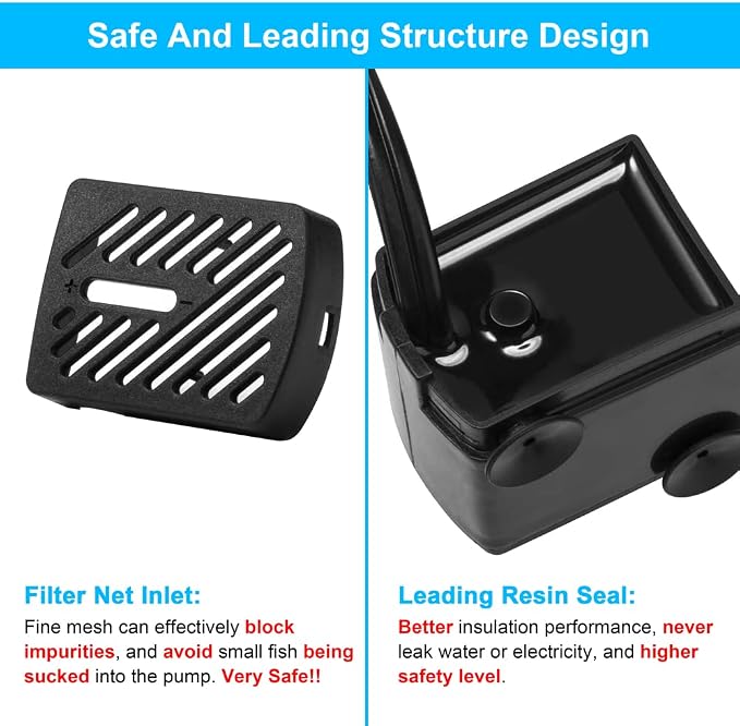 DaToo 50GPH 3W Small Submersible Water Pump Mini Fountain Pump Ultra Quiet For Aquarium Fish Tank Pond Statuary Hydroponics