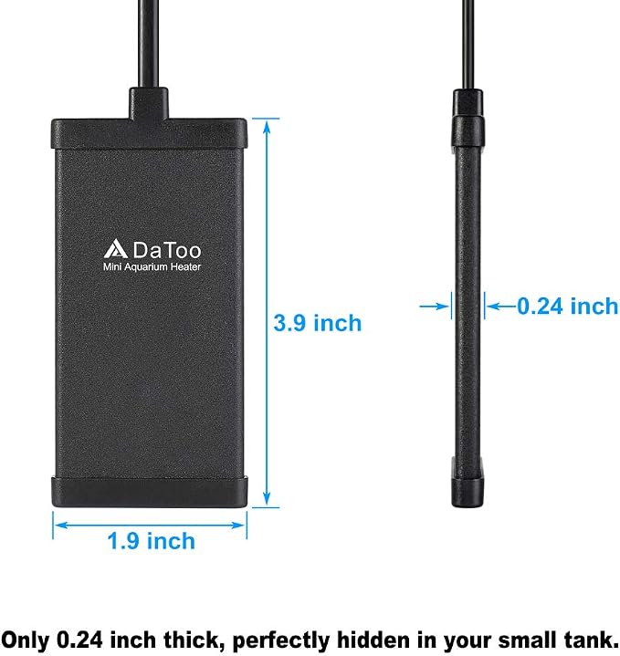 DaToo 30 Watt Small Aquarium Heater Mini Betta Flat Fish Tank Heater for 3 Gallon 5 Gallon