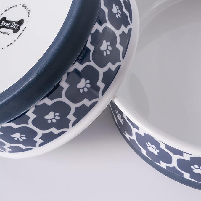 Bone Dry Lattice Collection Pet Bowl & Canister, Single Dish, Medium 6x2", Nautical Blue