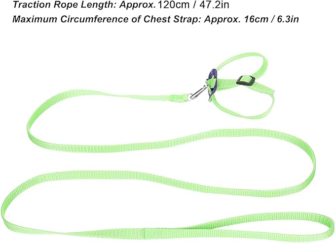Bird Harness and Leash, 120cm Pet Parrots Adjustable Nylon Anti‑Bite Training Rope for Outdoor Flying Parrot Harness Leash Training Supplies for Parrots Alexandrine, Scarlet, Keck, Mini Macaw(Green)