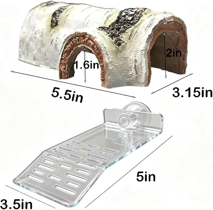 7 pcs Axolotl Hideout Set with Cave Fake Water Plants Filter Balls Reptile Hides Aquarium Terrarium Corner Hideaway Underground Curve Tortoise Turtle Hideout Lizard Fish Tank Decor Accessories