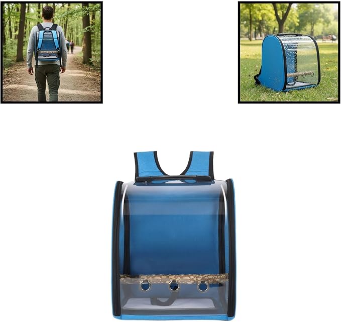 Pet Bird Backpack with Ventilated Acrylic Front and Perch for Travel
