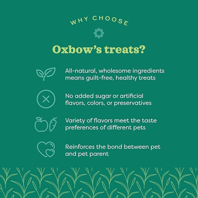 Oxbow Simple Rewards High-Fiber Timothy Hay Small Animal Treats for Rabbits, Guinea Pigs & Chinchillas - Carrot & Dill Crunchy Baked Snacks, 3 oz (3 Pack)