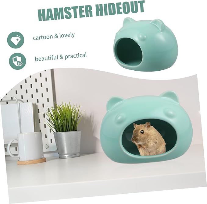 Happyyami Adorable Small Pet House Ceramic Hamster Habitat Lightweight Portable Hideout for Rats Mice Guinea Pigs