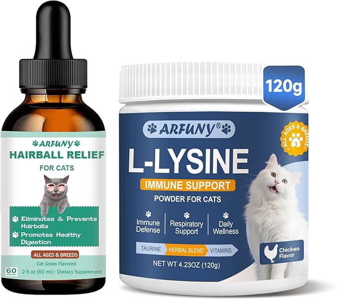Hairball Treatment for Cats - Cat Hairball Remedy - with Natural Ingredients & Vitamins & Lysine for Cats - Support Immune System, Respiratory, Eye Health