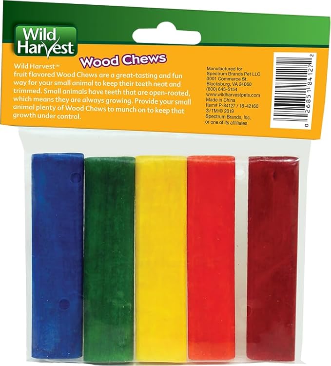 Wild Harvest P-84127 Colored Wood Chews for Small Animals, Fruit Flavored, 5-Count (Pack of 2)