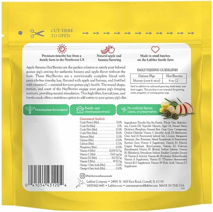 LAFEBER'S Hey!Berries for Guinea Pigs 5 oz (Natural Apple and Banana Flavoring)