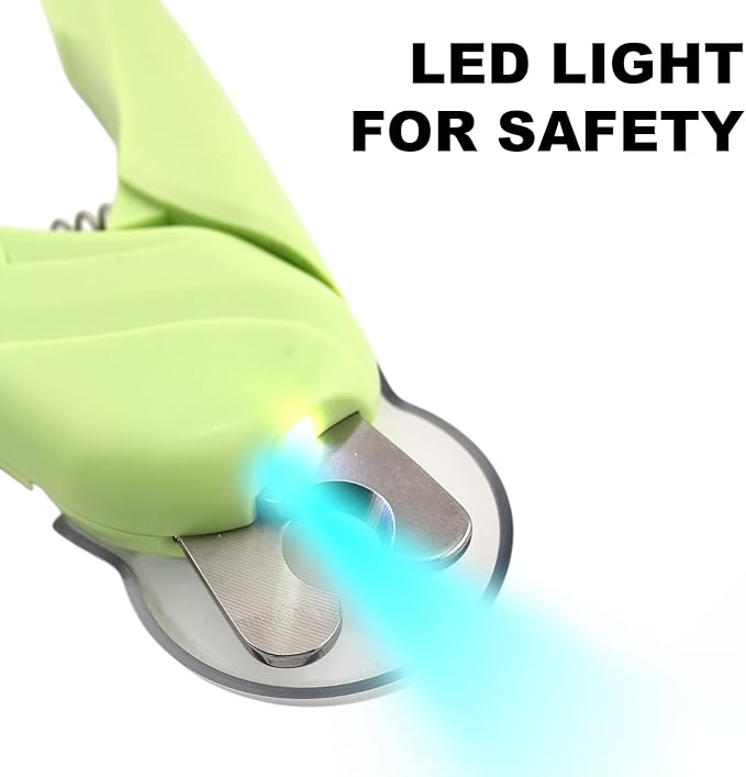 Cat Nail Clipper & Small Dog Nail Clippers with LED Light - Illuminates Nails & Bloodline for Safe, Easy Trimming - Extra Sharp, Avoid Over-Cutting - Essential Cat Supplies, Green