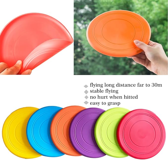 Kids Flying Disc Toy Outdoor Playing Lawn Game Disk Flyer for Kindergarten Teaching Soft Silicone Colorful 6 Pack Bulk Set