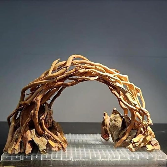 AWXZOM Aquarium Driftwood Centerpiece Aquarium Landscape, Handcrafted!!! Fish Tank hardscape Landscape (Small Silent Cave)