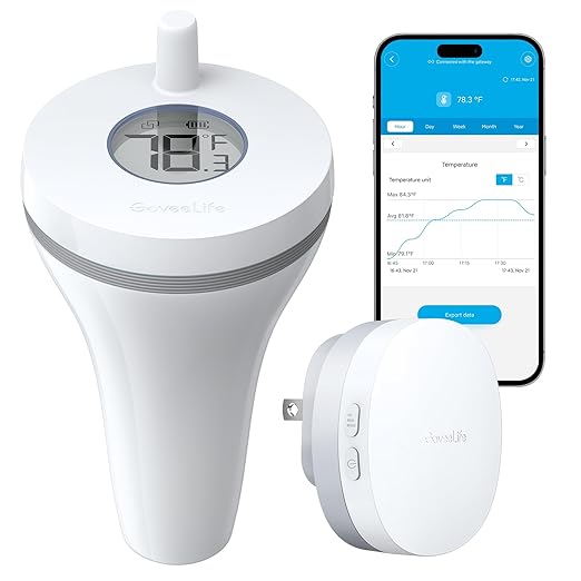 GoveeLife WiFi Pool Thermometer P1 Wireless, Water Thermometer | Easy Read Digital Pool Thermometer Floating, IPX7 Waterproof, APP/Email Alert, 328ft Range for Swimming, Pond, Bath, SPA