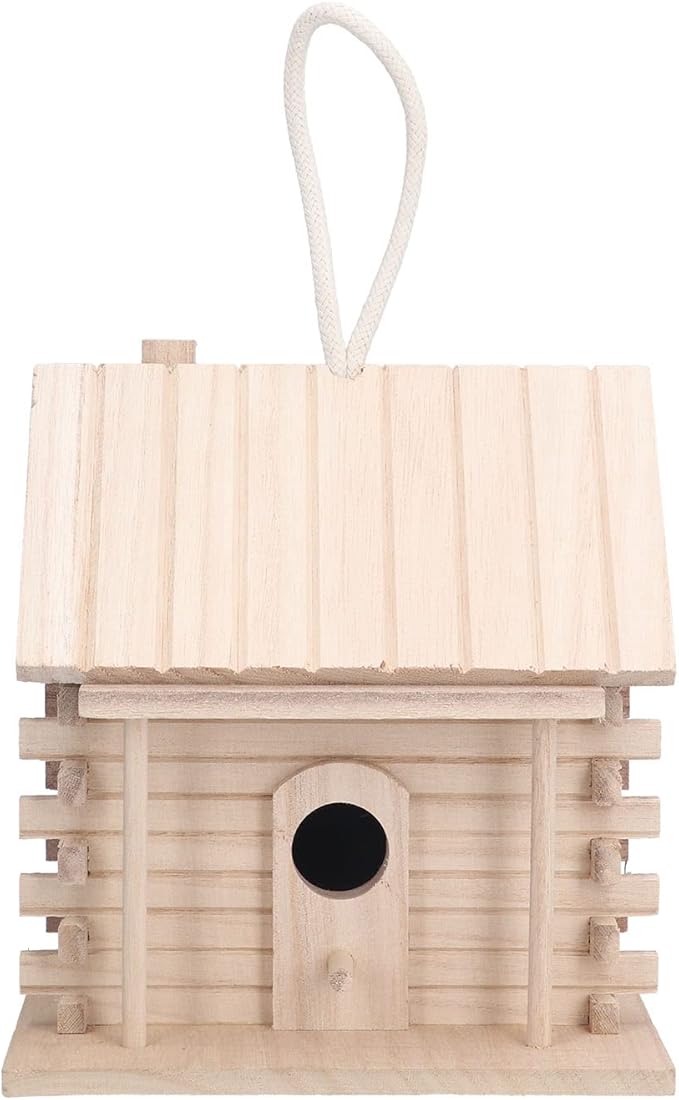 Wooden Birdhouse, Unpainted Bird Nest DIY Kit Paint Hanging Mini Bird Houses for Outside DIY Crafts Indoor Outdoor Nesting Box Garden Decoration