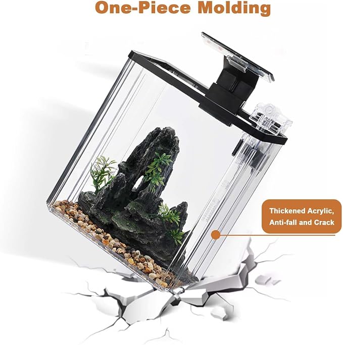 GarveeLife Small Fish Tank, Betta Fish Tank kit with LED Light, Oxygen Generator, Fish Tank Starter Kits for Beta,Goldfish (2.6 Gallon)