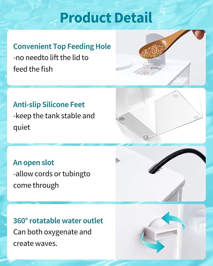 Fish Tank Betta Starter Kit 1 Gallon Desktop Small Aquarium Kit with 10W Heater LED Light and Filter Media & Water Pump– Compact Aquarium for Betta Fish, Small Fish, Shrimp, or Plants