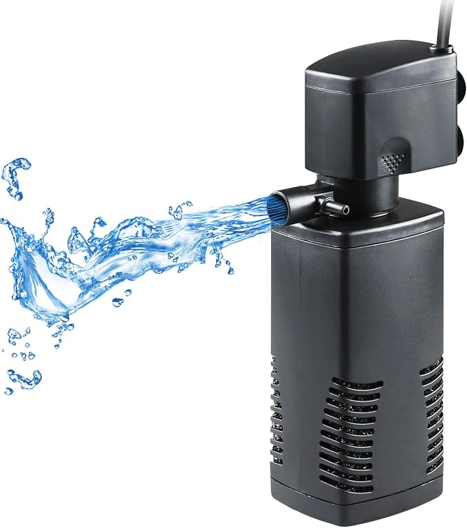 Fish Tank Filter for 15-40 Gallon Tank Crystal Clear Powerful Internal Aquarium Filters Submersible Pump& Filter System Turtle Tank Accessories