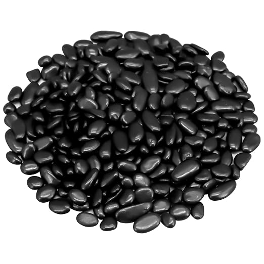 Garden Landscaping Stones, Black River Rocks, Decorative Ornamental Pebbles | Gravel Filler For Flower Bed, Fish Tank, Plants, Vases, Succulents, Indoor & Outdoor Home Decoration