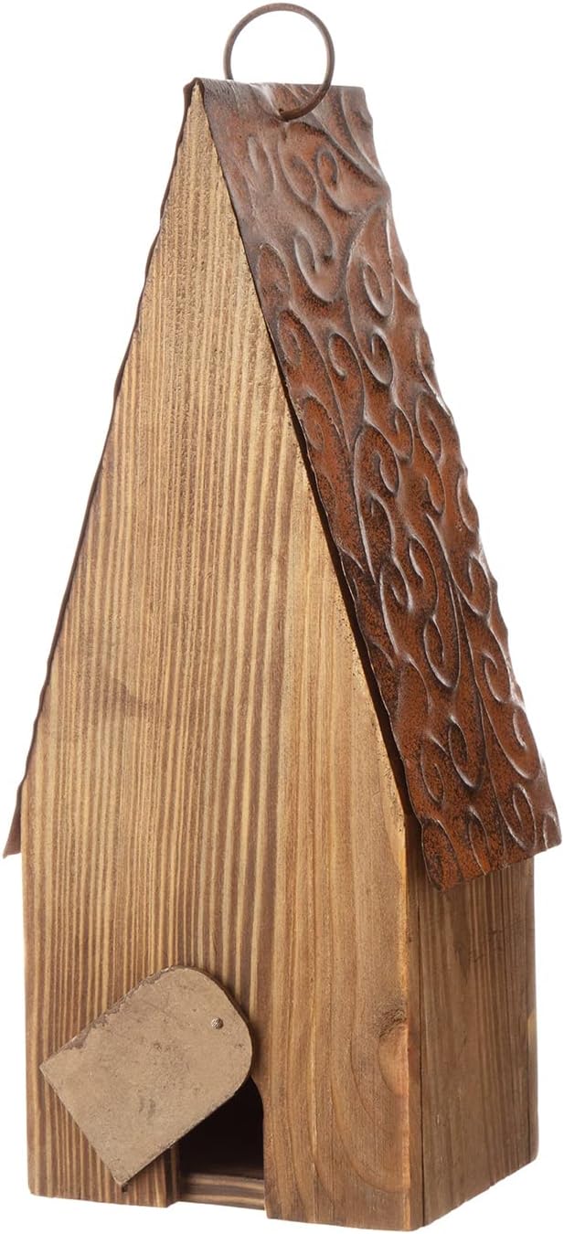 Glitzhome Bird House for Outdoors, 12.5 Inch Wooden Bird House Patriotic USA Distressed Hanging Birdhouses for Bluebird Cedar Wren Chickadee Sparrow Bird Nest Box for Garden Patio