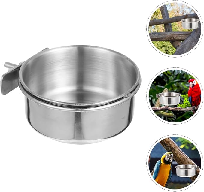 4pcs Stainless Steel Bird Bowls for Cage Feeding, 10cm Small Pet Food and Water Dishes, Sturdy Coop Cups for Parakeets, Small Parrots, and Small Birds