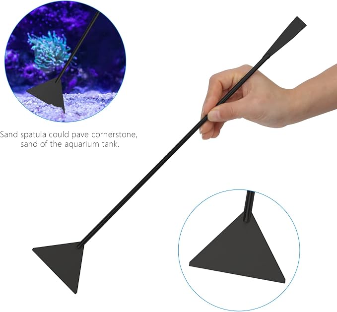 15" Aquarium Aquascape Tools Kit 4P Stainless Steel Aquascaping Set | 4in1 Extra Long Full Metal Design, Scissors, 2P Tweezers And Sand Spatula, For Trimming Plants, Arranging Sand And Aquascape