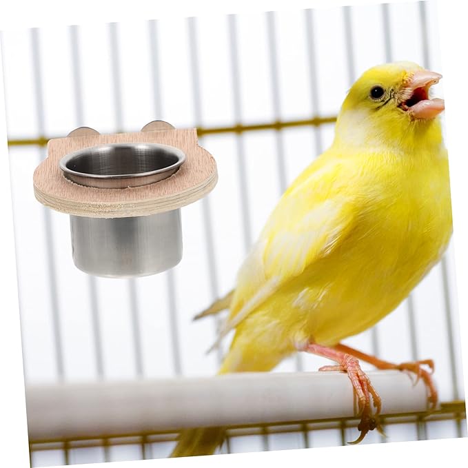Happyyami 2pcs Parrot Cage Hanging Cup Stainless Steel Feeding Basin Bird Coop Cups